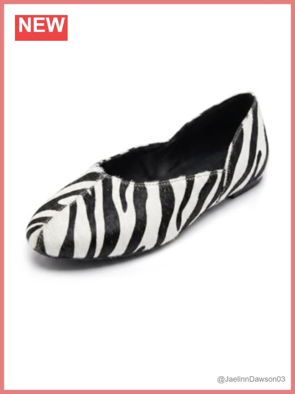 Zebra Print Flats for Women Round Toe Slip On Low Heel Dress Shoes Faux Leather
